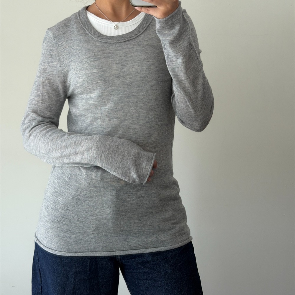 Scoop NYC Cashmere Sweater Womens Large Gray Minimalist Quiet Luxury Old Money